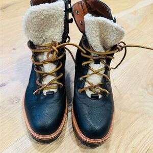 Zara Black and Brown Winter Boots with Cream Lining